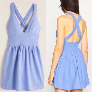 Abercrombie & Fitch Light Blue Crossback Cotton Mini Dress